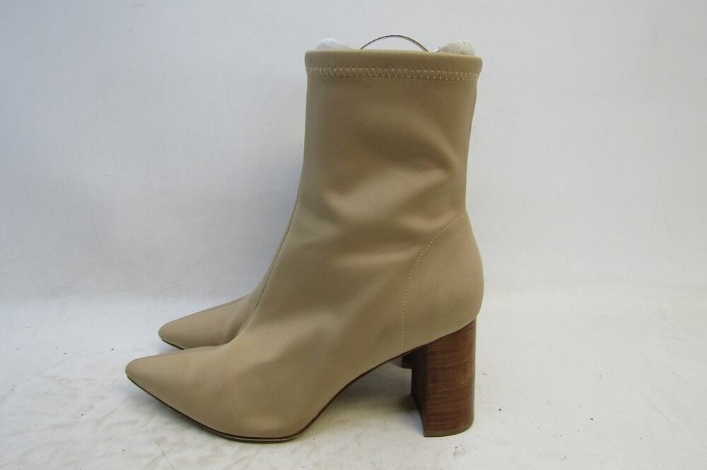 Jeffrey Campbell Womens Size 9.5 M Beige Fabric Zip Ankle Fashion Boots Bootie